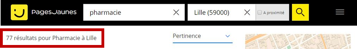 Capture Ecran Recherche Pharmacie PagesJaunes 