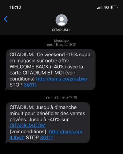 SMS Marketing Citadium post-covid