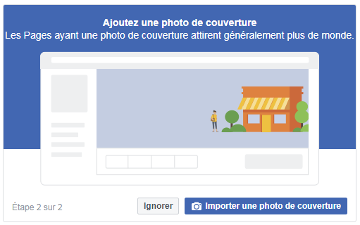 Choix couverture créer une page Facebook